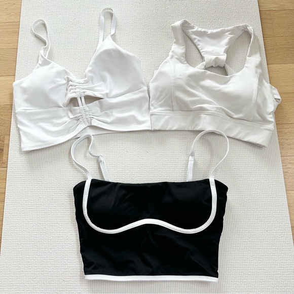 White and Black Sports Bras Set - Picture 1 of 4